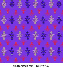 Childish seamless background with octopus.