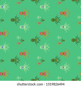 Childish seamless background with octopus.