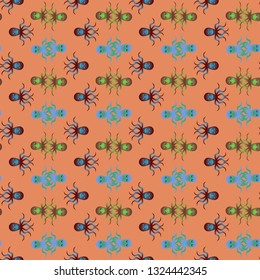 Childish seamless background with octopus.