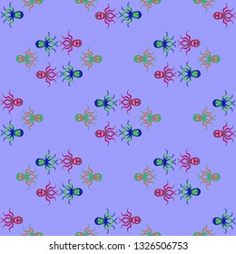 Childish seamless background with octopus.
