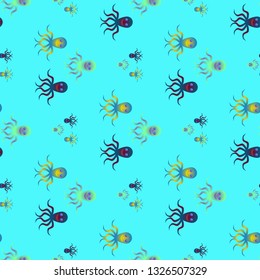 Childish seamless background with octopus.