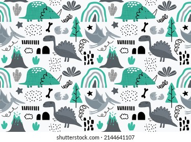 Childish seamless dino pattern. vector illustration