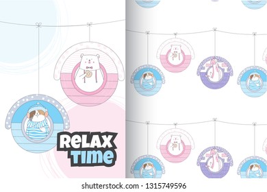Childish seamless hand drawn cute animal. Trendy scandinavian vector background. Perfect for kids apparel fabric  textile  nursery decoration wrapping paper - Vector