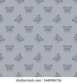 Childish seamless pattern animal koala on light background. Vector illustration for kid. Pattern suitable for posters, postcards, fabric or wrapping paper.