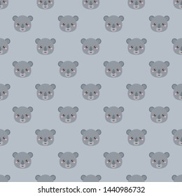 Childish seamless pattern animal koala on light background. Vector illustration for kid. Pattern suitable for posters, postcards, fabric or wrapping paper.