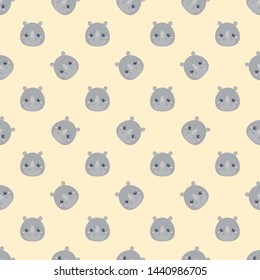 Childish seamless pattern animal rhinoceros on light background. Vector illustration for kid. Pattern suitable for posters, postcards, fabric or wrapping paper.