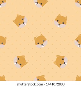 Childish seamless pattern animal squirrel on orange background with dots. Vector illustration for kid. Pattern suitable for posters, postcards, fabric or wrapping paper.