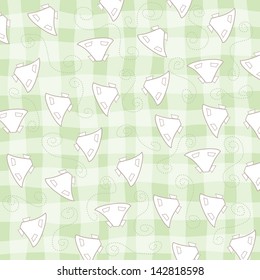 childish seamless pattern with baby dresses, vector illustration