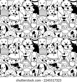 Childish seamless pattern with black and white dogs. Vector illustration.
Can be used for textiles, website backgrounds, and packaging.