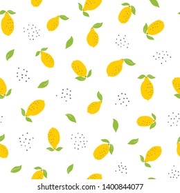 Childish seamless pattern with bright lemons. Summer fruits vector print. Use for textile, print, surface design, fashion kids wear