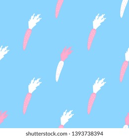 Childish seamless pattern with carrot. Can be used for the decoration of the nursery, children's clothing, kids accessories, gift wrapping, digital paper.
