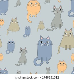 Childish seamless pattern with cats