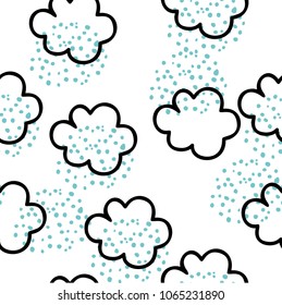 Childish seamless pattern of clouds and rain. Background for poster, cover booklet, banner, surface design.