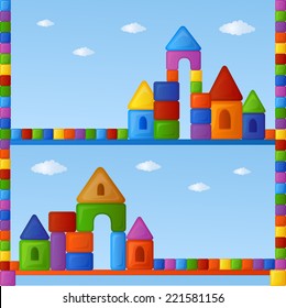 Childish seamless pattern with colorful building kit