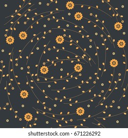 Childish seamless pattern with colorful flowers and leaves can be used for surface textures, tissue, design fabric and more creative designs.