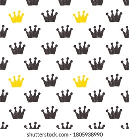 Patrón infantil sin costuras con coronas. Perfecto para prendas de vestir, textiles, decoración infantil y papel de envoltura