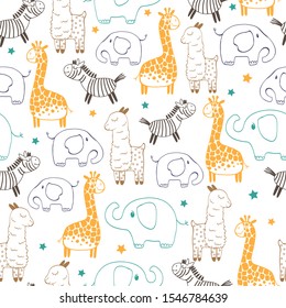 Coloring Book Wild Animals Collection Stock Vector (Royalty Free) 795394885