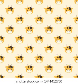 Childish seamless pattern cute animal giraffe on light background. Vector illustration for kid. Pattern suitable for posters, postcards, fabric or wrapping paper.