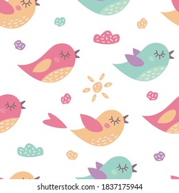 Patrón infantil sin costura con pájaros lindos. Textura creativa para tela y textil.