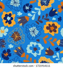 Patrón infantil sin costuras con flores adorables coloridas, vector. Buena decoración de tejidos, embalajes y mucho más