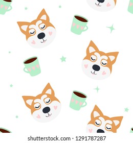 Childish seamless pattern with cute dogs Perfect for kids apparel,fabric, textile, nursery decoration,wrapping paper