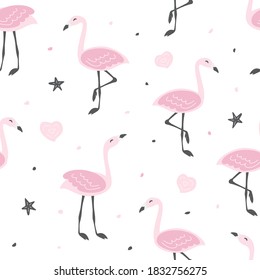 Patrón infantil sin costura con flamingo lindo. Texturas creativas para tela y textil