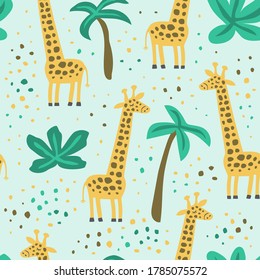 Patrón infantil sin costura con jirafa linda. Textil de textura creativa