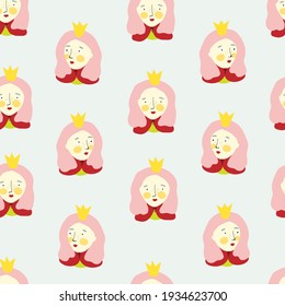 Childish seamless pattern with cute princess in scandinavian style. Creative childish background for fabric, textile