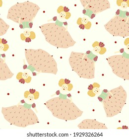 Childish seamless pattern with cute queen  in scandinavian style. Creative childish background for fabric, textile