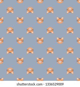 Childish seamless pattern with cute tigers. For kids design, apparel, fabric, textile, wrapping paper.