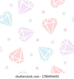 Patrón infantil sin fisuras con diamantes y estrellas. Textura creativa para tela y textil.