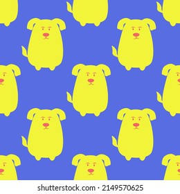 Childish seamless pattern dogs. Trendy Animal vector background. Perfect for kids apparel, fabric, textile, nursery decoration, wrapping paper