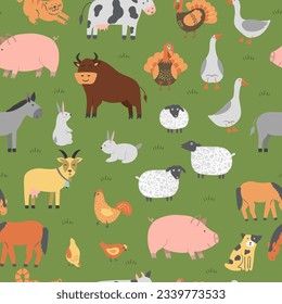 Childish seamless pattern with farm animals. It can be used for wallpaper, apparel, fabric, wrapping. 