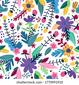 Motif chilien harmonieux de fleurs. Idéal pour les enfants, tissu, papier peint en pépinière. Illustration vectorielle.