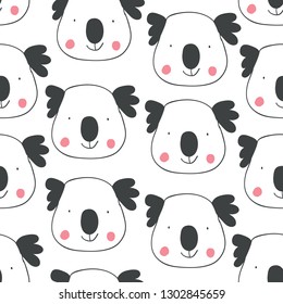 Childish seamless pattern with hand drawn coalas. Trendy scandinavian vector background. Perfect for kids apparel,fabric, textile, nursery decoration,wrapping paper - Vector