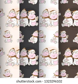 Childish seamless pattern with hand drawn cute animal. Trendy scandinavian vector background. Perfect for kids apparel fabric  textile  nursery decoration wrapping paper - Vector