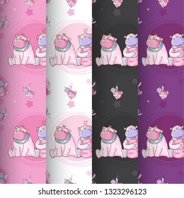 Childish seamless pattern with hand drawn cute animal. Trendy scandinavian vector background. Perfect for kids apparel fabric  textile  nursery decoration wrapping paper - Vector