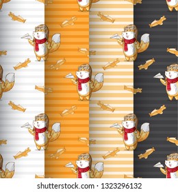 Childish seamless pattern with hand drawn cute animal. Trendy scandinavian vector background. Perfect for kids apparel fabric  textile  nursery decoration wrapping paper - Vector