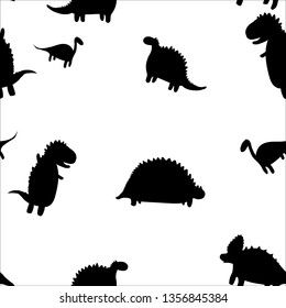 Childish seamless pattern with hand drawn dino . Creative vector background for fabric, textile. Dinosaurs silhouette colorful background.