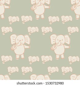 Childish seamless pattern with hand drawn elephant. Creative animal texture for fabric, wrapping, textile, wallpaper, apparel. Vector illustration