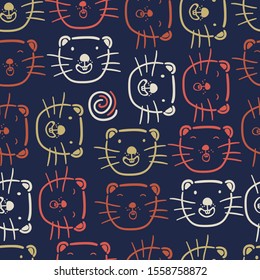 childish seamless pattern with hand drawn cute beaver. Creative animal texture for fabric, wrapping, textile, wallpaper, apparel. Vector illustration