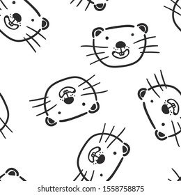 childish seamless pattern with hand drawn cute beaver. Creative animal texture for fabric, wrapping, textile, wallpaper, apparel. Vector illustration