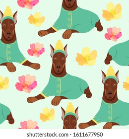 Childish seamless pattern with hand drawn  dogs.Perfect for kids apparel,fabric, textile, nursery decoration,wrapping paper.