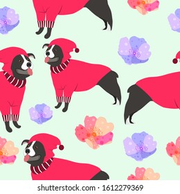 Childish seamless pattern with hand drawn  dogs.Perfect for kids apparel,fabric, textile, nursery decoration,wrapping paper.