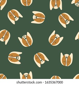 Childish seamless pattern with hand drawn cute dog faces. creative nursery designs for kids room, fabric, wrapping, wallpaper, textile, apparel. vector illustration