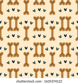 Childish seamless pattern with hand drawn cute dog bone food. creative nursery designs for kids room, fabric, wrapping, wallpaper, textile, apparel. vector illustration