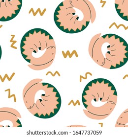 Childish seamless pattern with hand drawn cute plesiosaurus. creative nursery designs for kids room, fabric, wrapping, wallpaper, textile, apparel. vector illustration