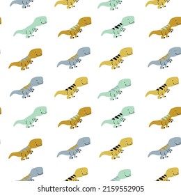 Childish seamless pattern with hand drawn dinosaur in Scandinavian style. Creative vector childish background for fabric, textile
