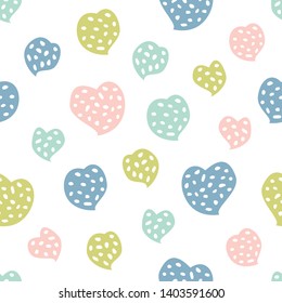 Childish seamless pattern with hearts. Creative texture for fabric, textile.