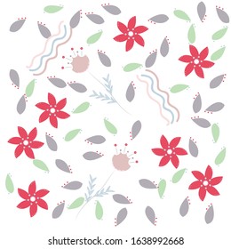 Childish seamless pattern made in floral, forest style. Design elements made in soft colours. Background or wallpaper may use for wrapping paper, web page, kids nursery, postcard, hand made album